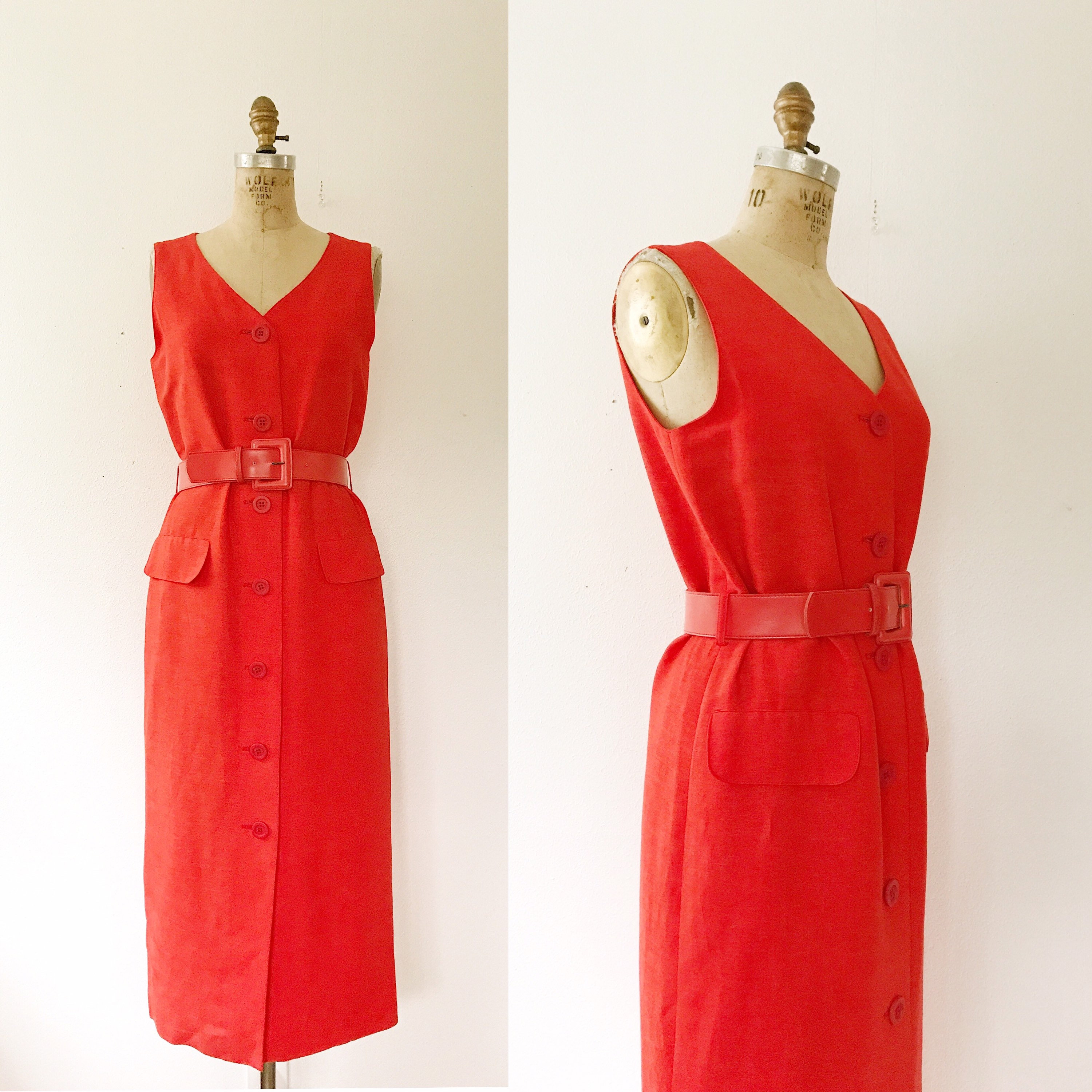 vintage linen dress/ Harvé Benard dress / Tangerine Linen dress