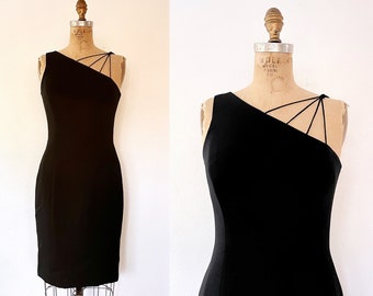 vintage cocktail dress/ vintage LBD / Radiant shoulder dress