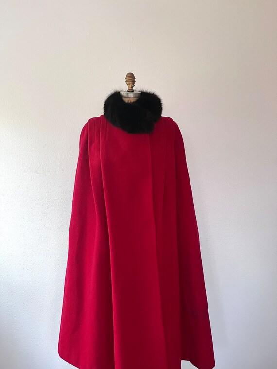 vintage wool cloak / vintage red cape / 80s wool … - image 4