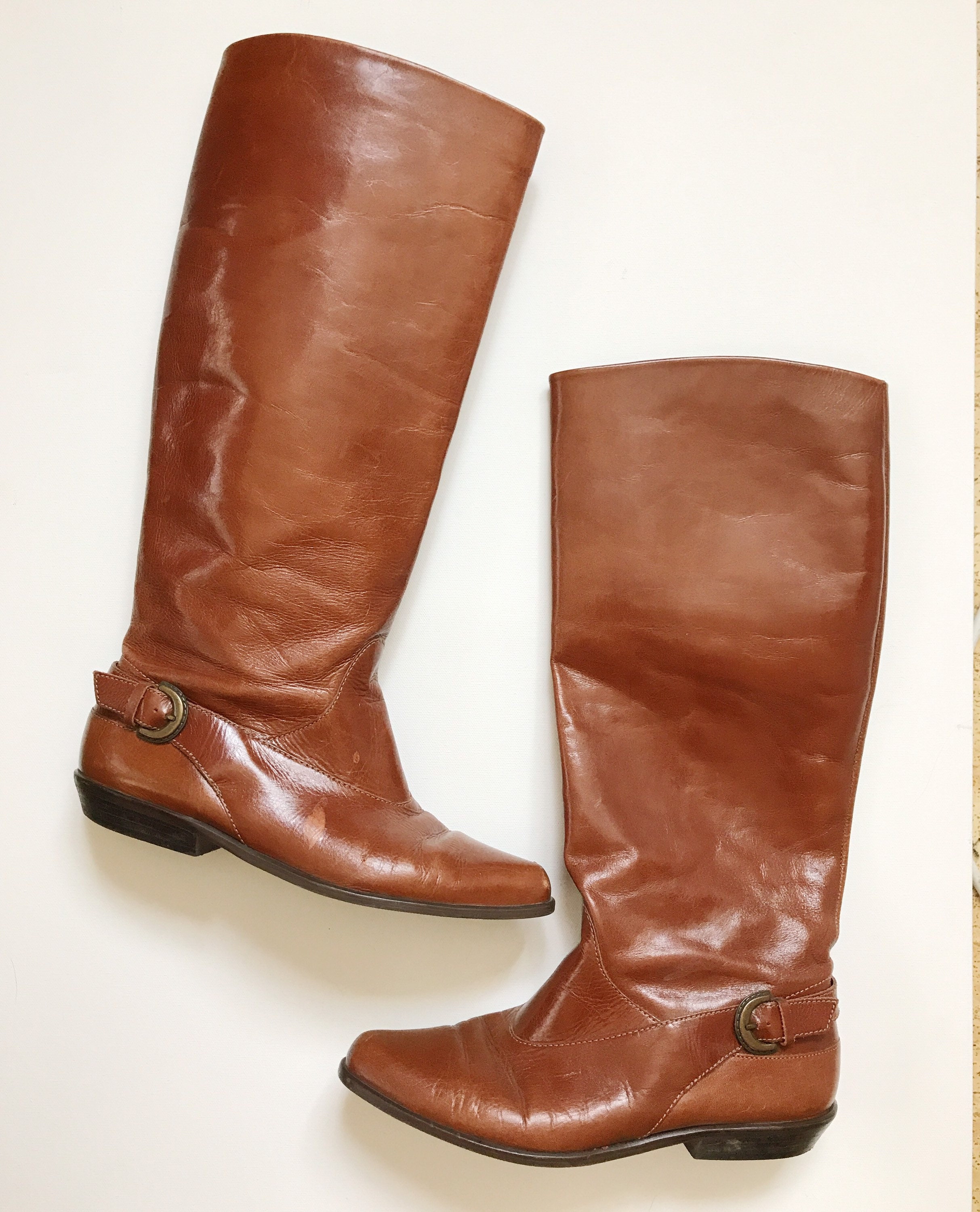 vintage leather boots / brown leather boots / 9West boots