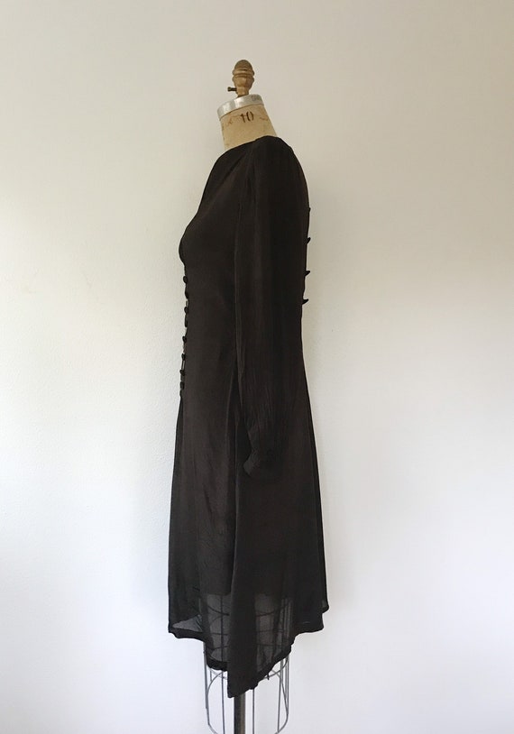 1930s dress / 30s Chocolate silk dress / Soutache… - image 6