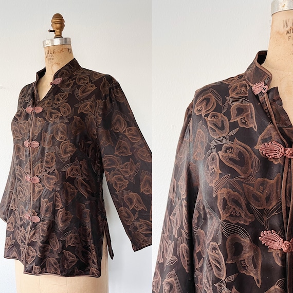 vintage satin blouse / vintage tunic / Good Fortune tunic