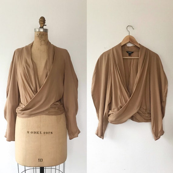 wrap blouse / modern dress blouse / Express faux wrap blouse