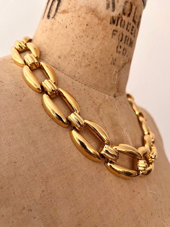 chunky gold chain necklace / collar necklace / 80… - image 6