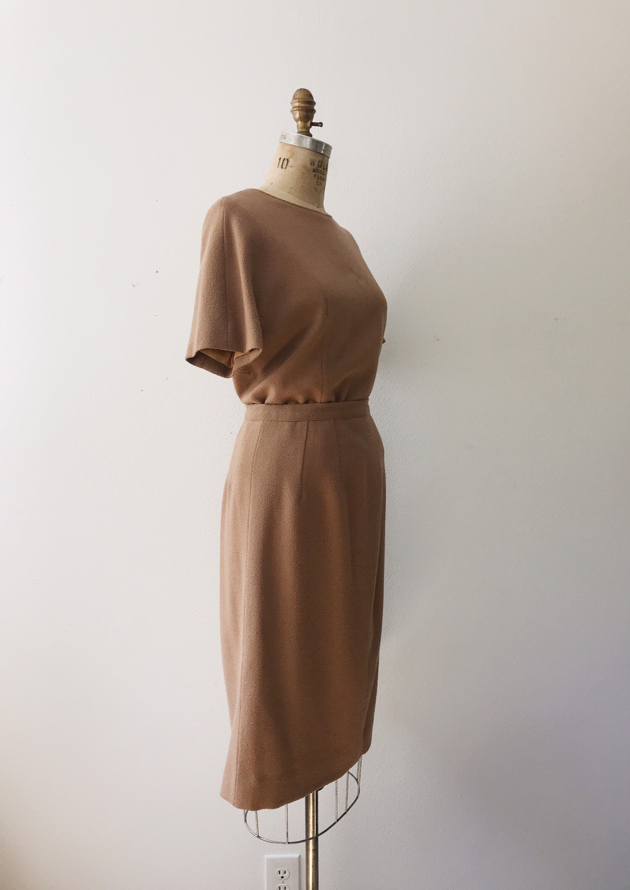 60s vintage dress / vintage boucle dress / 60s two piece dress