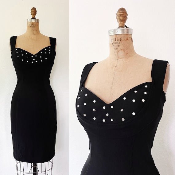 80s vintage dress / vintage cocktail dress / 80s jeweled dress