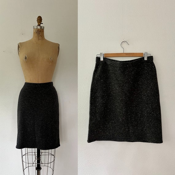 modern knit skirt / J Jill sweater skirt / flecked knit skirt