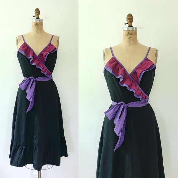 Plum Ruffle dress / vintage sundress / 70s vintage dress