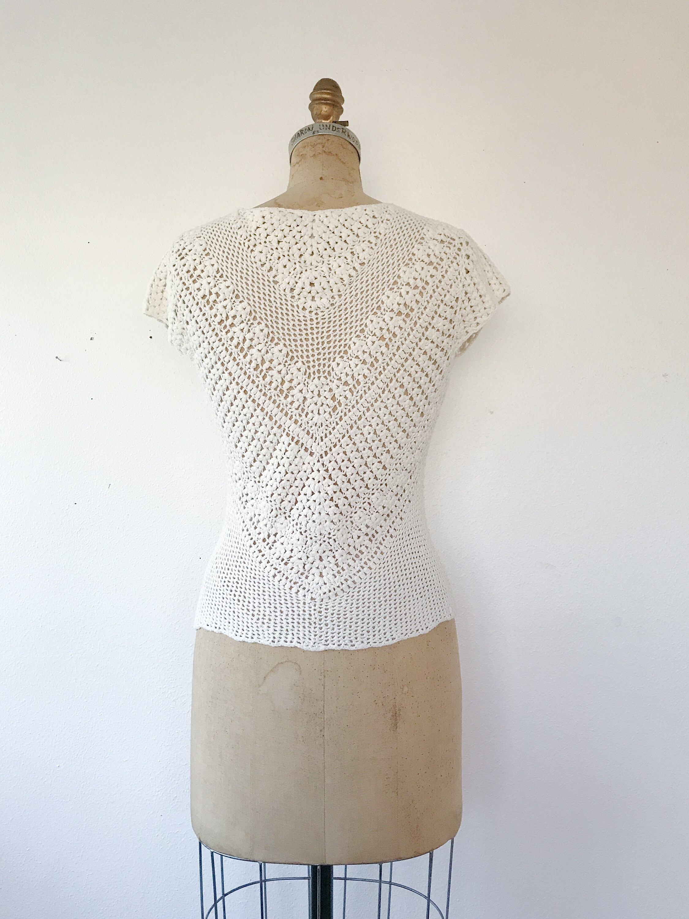 white crochet blouse / cotton crochet sweater / Crochet lace sweater