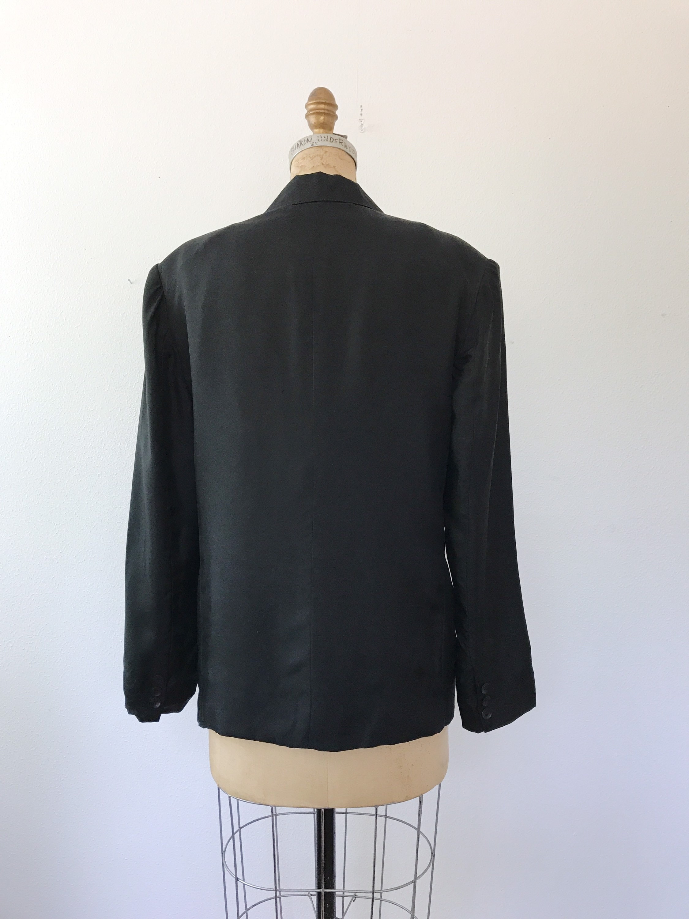 vintage silk Blazer / black blazer / Forenza Silk jacket