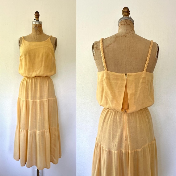 70s vintage dress / tiered sun dress / Stonefruit dress