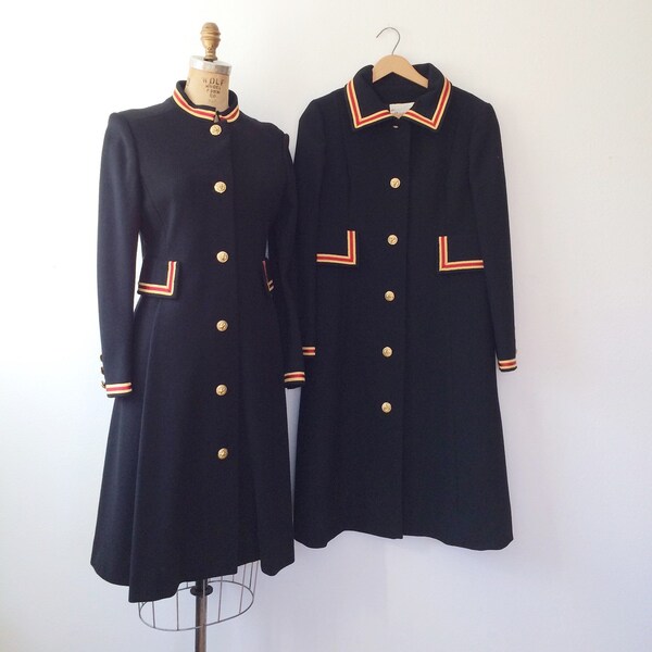 mod wool coat / military coat dress / Ginala Coat & matching Coat dress