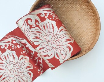 vintage fabric / Silk jacquard fabric / Japanese woven textile bolt