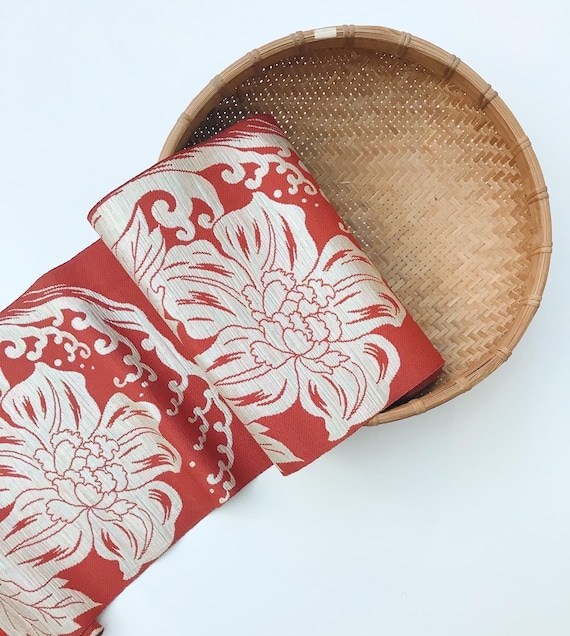 vintage fabric / Silk jacquard fabric / Japanese woven textile bolt