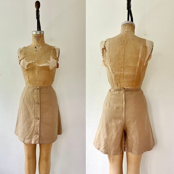 Summer skorts / linen skorts / front skirt walking shorts