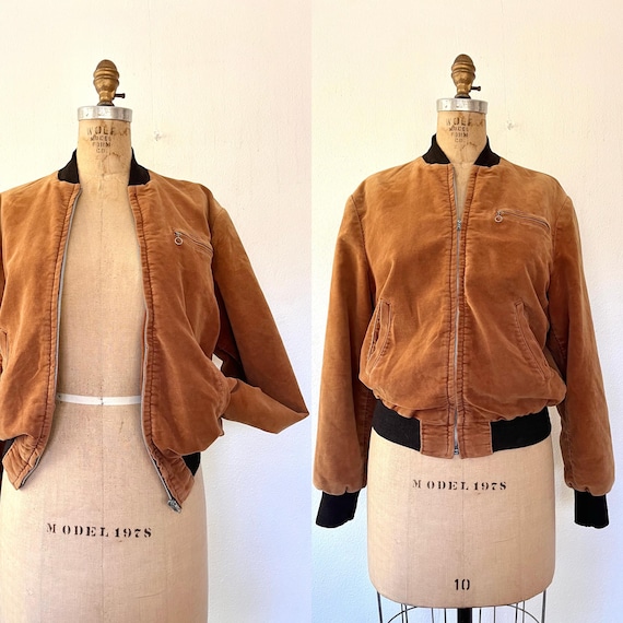 1950s vintage jacket / heeksuede bomber / 50s Sportswear cotton velvet
