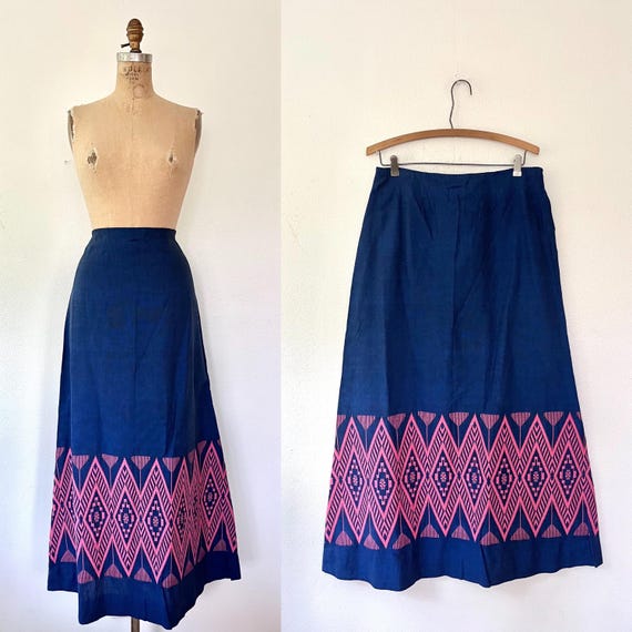 woven maxi skirt / 60s vintage skirt / Folk Patio skirt
