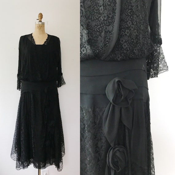 1920s dress / vintage silk dress / Cascade Lace B… - image 1