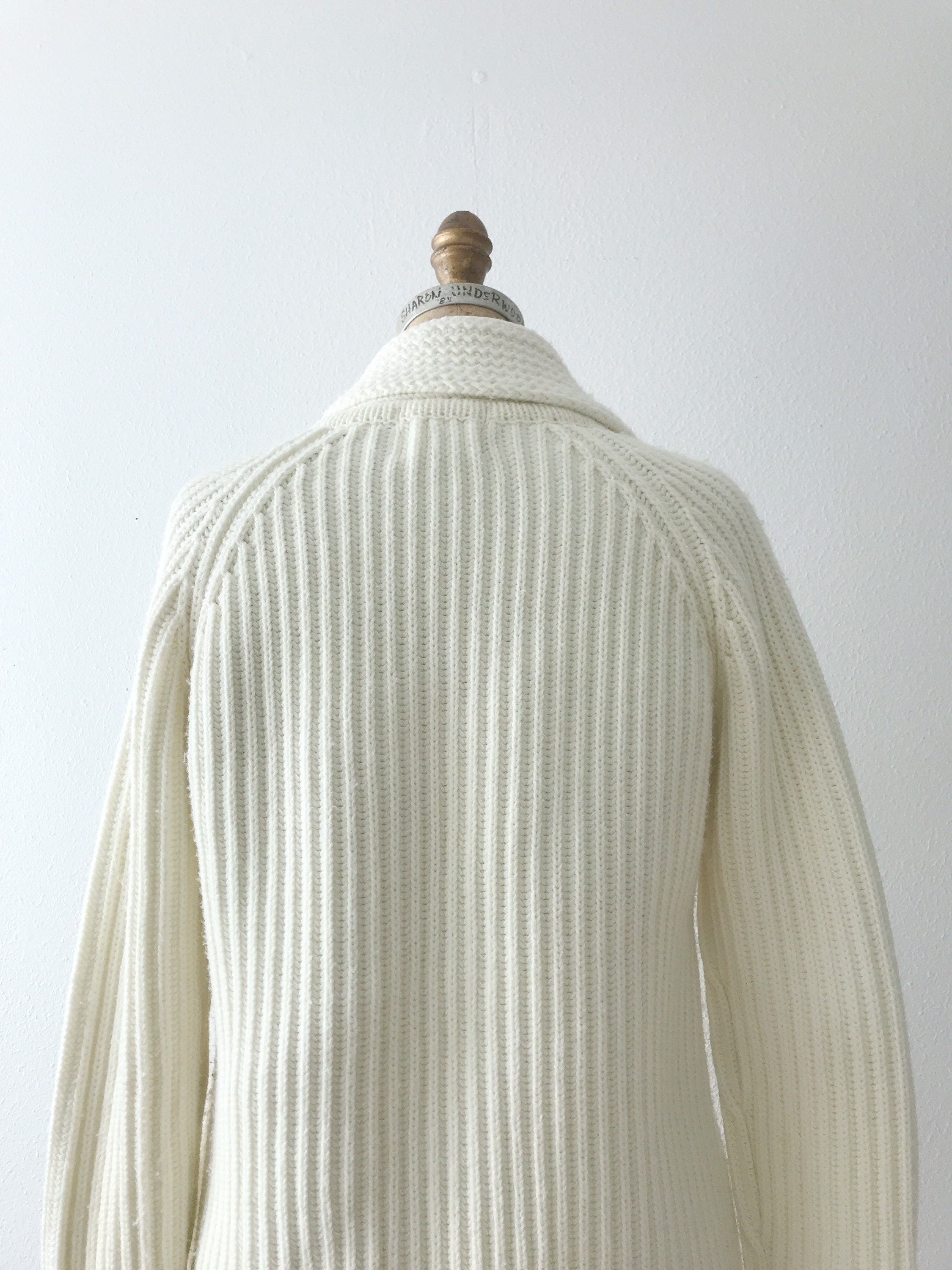 Shawl Collar sweater / fishermans cardigan / cream knit cardigan