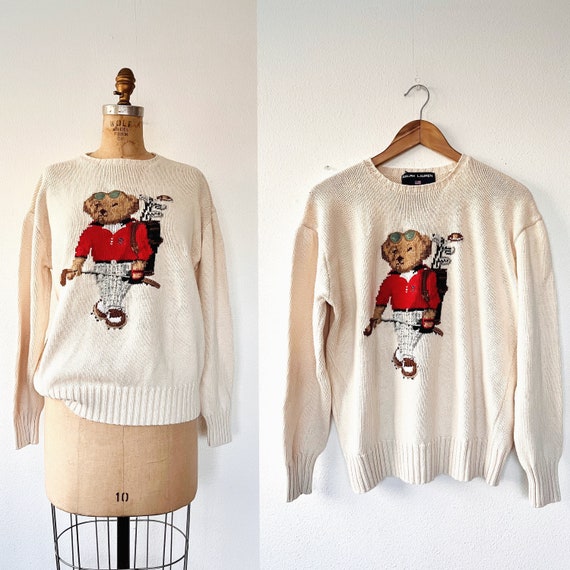 vintage Ralph Lauren Bear sweater / Ralph Lauren sweater / 90s Polo Bear Golf Bear pullover