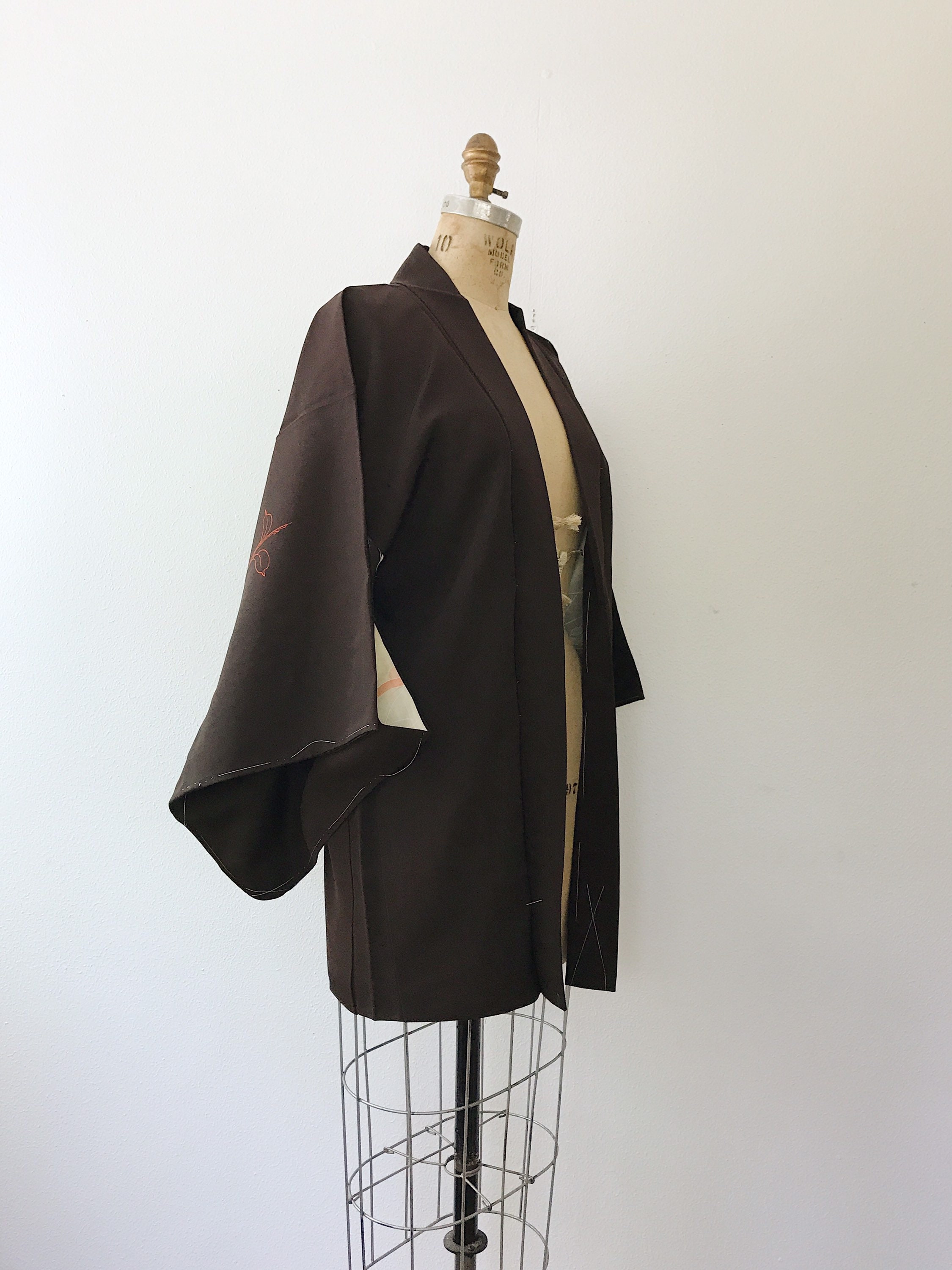 vintage silk kimono / vintage kimono robe / Shinrin kimono haori