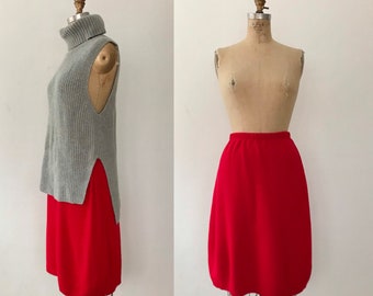 vintage knit skirt / 80s knit skirt / Red Sweater skirt