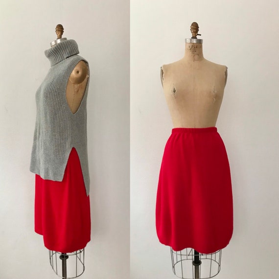 vintage knit skirt / 80s knit skirt / Red Sweater skirt