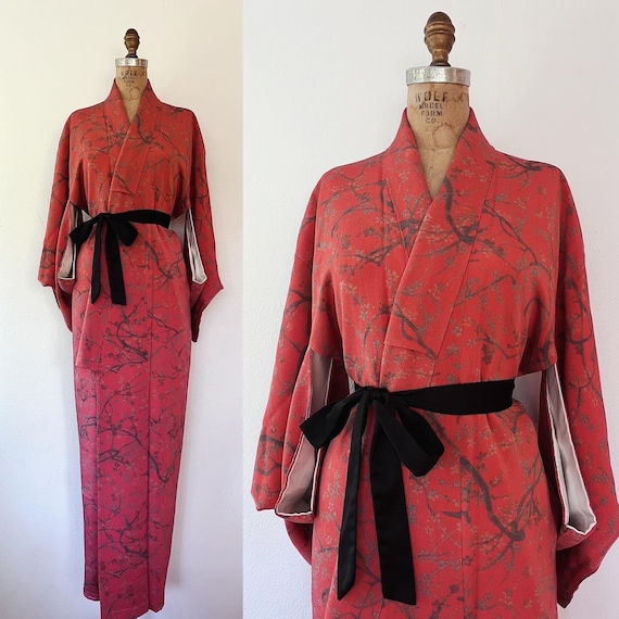 vintage kimono / silk kimono robe / Sakura Blossom Komon Kimono