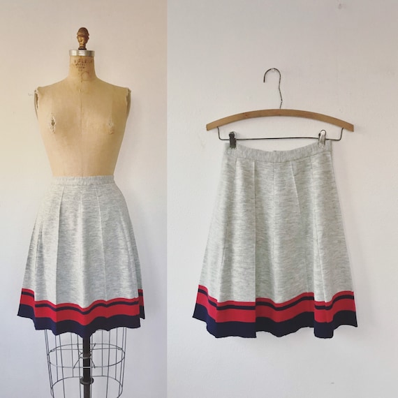 1950s vintage skirt / vintage sportswear skirt / pleated knit jersey skirt