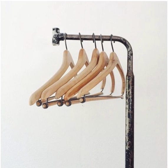 vintage wood hangers / coat hangers / wishbone suit hangers