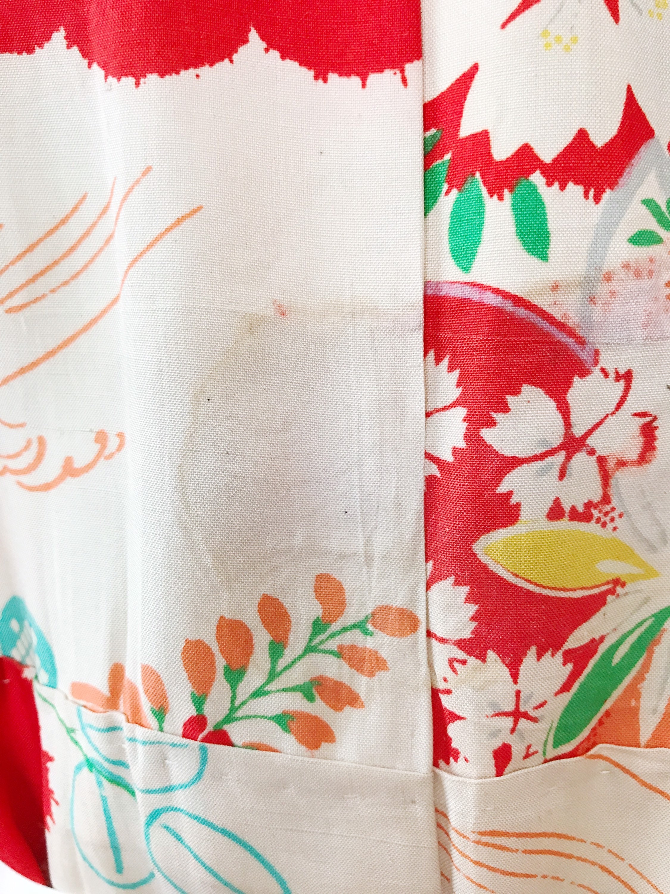 vintage kimono robe / vintage cotton kimono / Flower & Bird Juban kimono