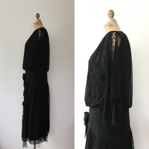 1920s dress / vintage silk dress / Cascade Lace Black… - Gem