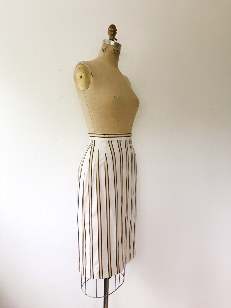 SALE 1950s skirt / 1950s cotton skirt / striped pencil skirt image 4