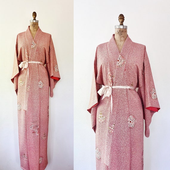 vintage komon kimono / silk kimono robe / Kurinuki Kimono