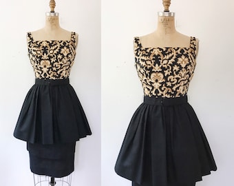 1950s dress / vintage peplum dress / Jay Herbert dress