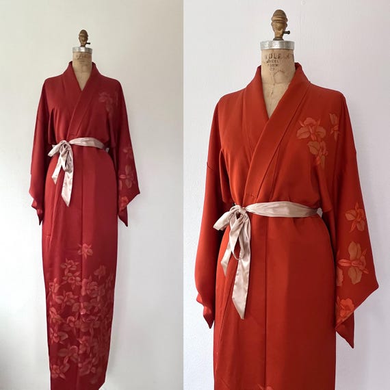 vintage kimono / silk kimono robe / Gilded Orchid kimono