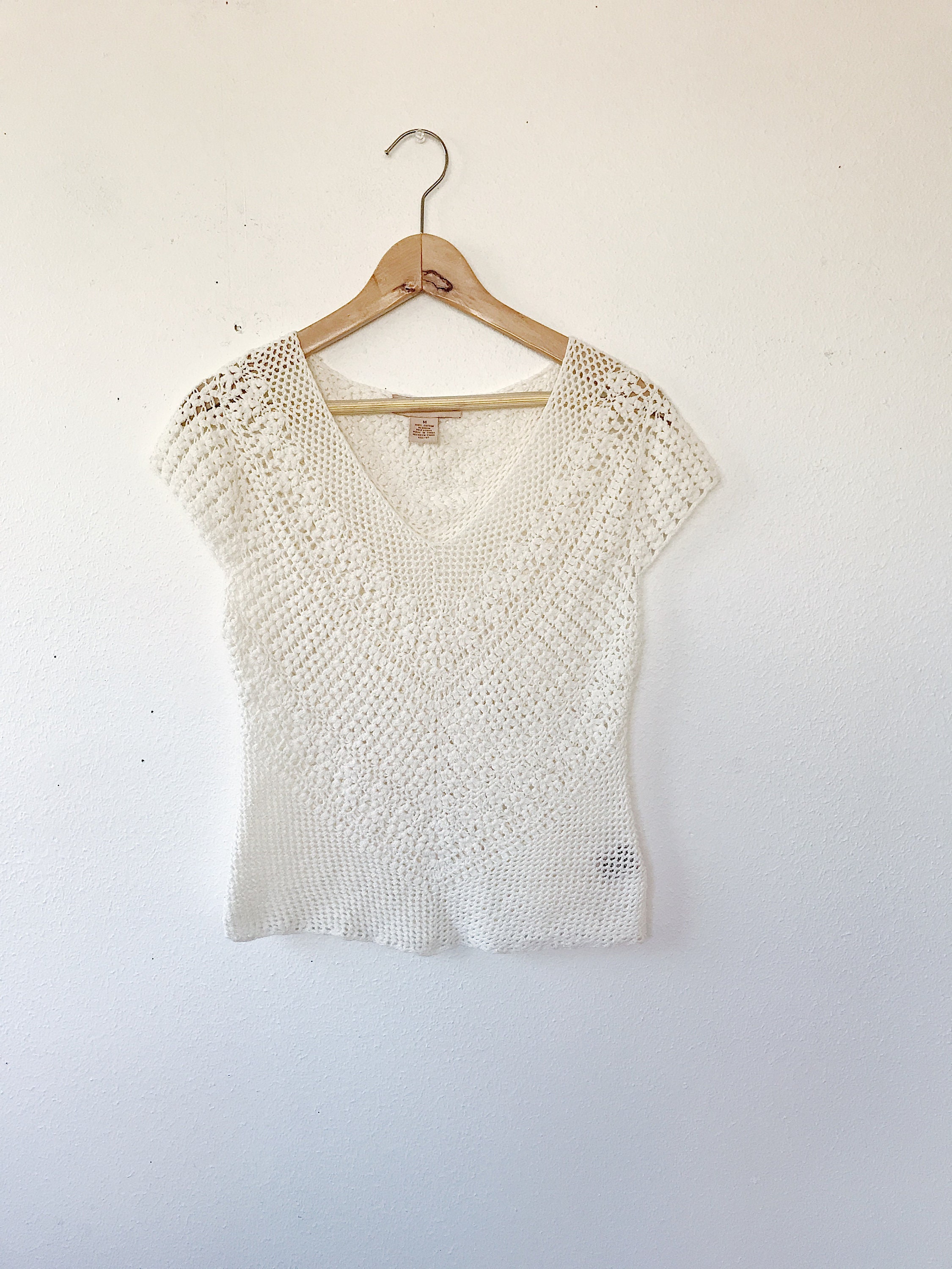 white crochet blouse / cotton crochet sweater / Crochet lace sweater