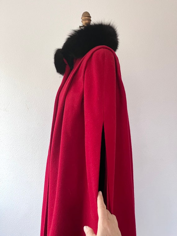 vintage wool cloak / vintage red cape / 80s wool … - image 5