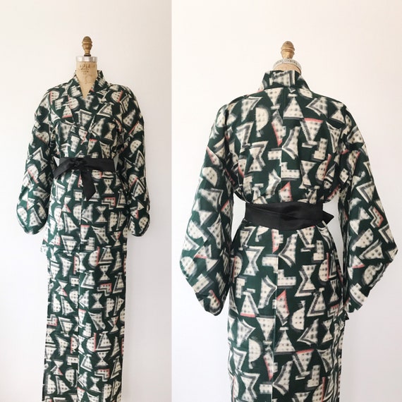 vintage kimono robe / vintage komon kimono / Mid Century Meisen Kimono