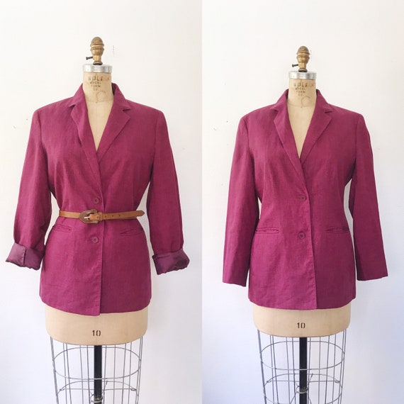 Linen Blazer / vintage blazer / 90s linen jacket