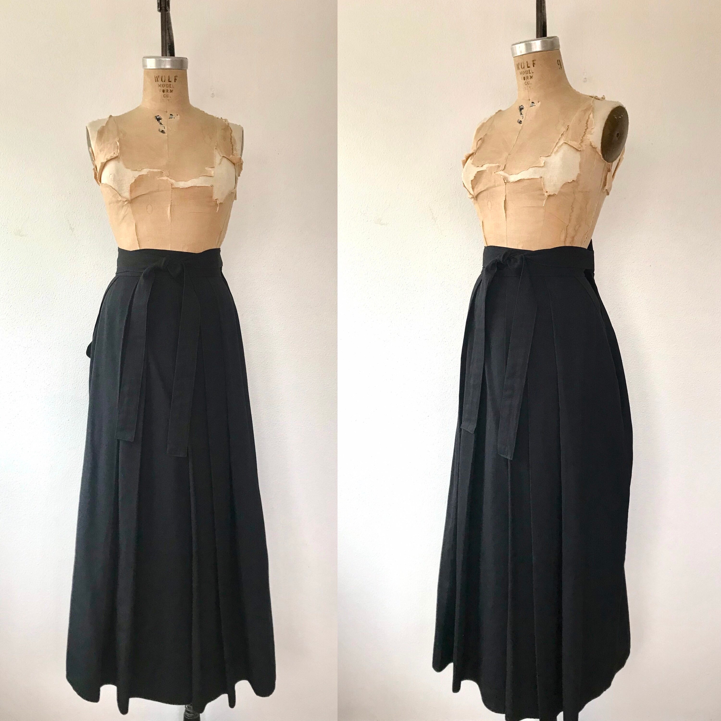 vintage Hakama pants / black Hakama / cotton Hakama