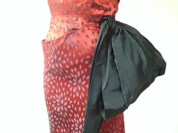 vintage silk dress / 50s wiggle dress / 50s Hypno… - image 5