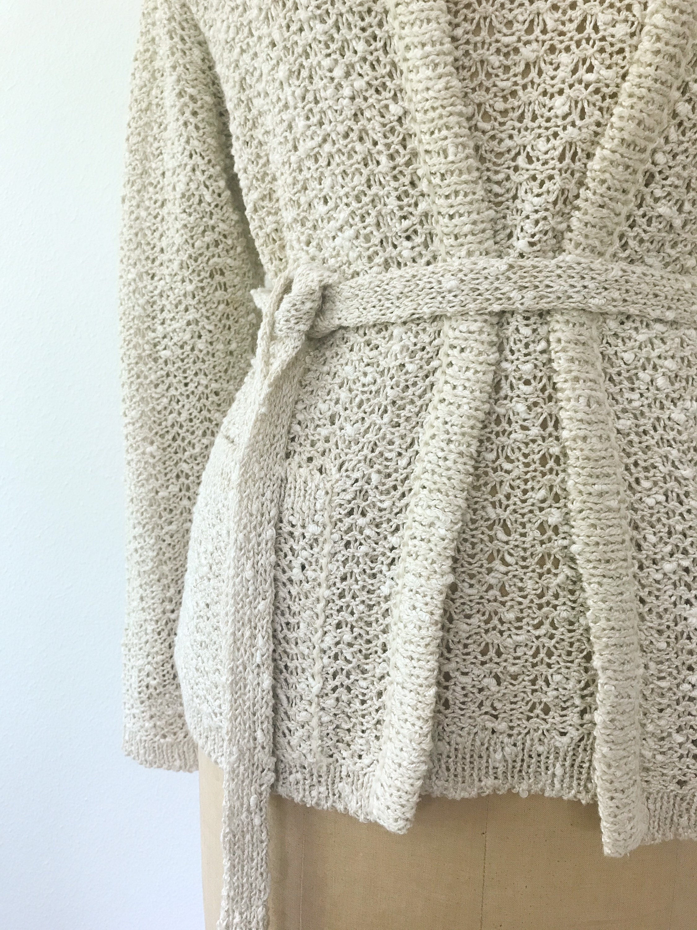 Woven Linen sweater set / vintage linen cardigan / Pallas linen blouse