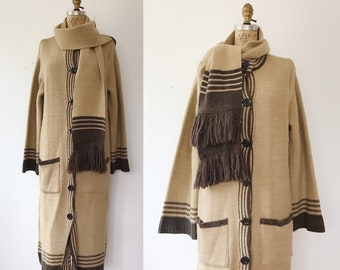 Long sweater cardigan / 70s sweater coat / Carlyle Sweater coat