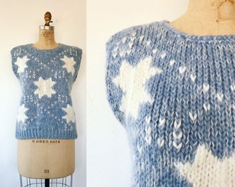 80s sweater / vintage knit sweater / Sweet Stars pullover