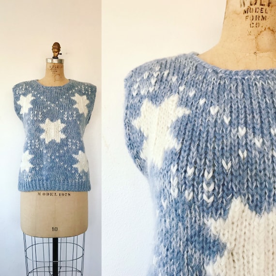 80s sweater / vintage knit sweater / Sweet Stars pullover