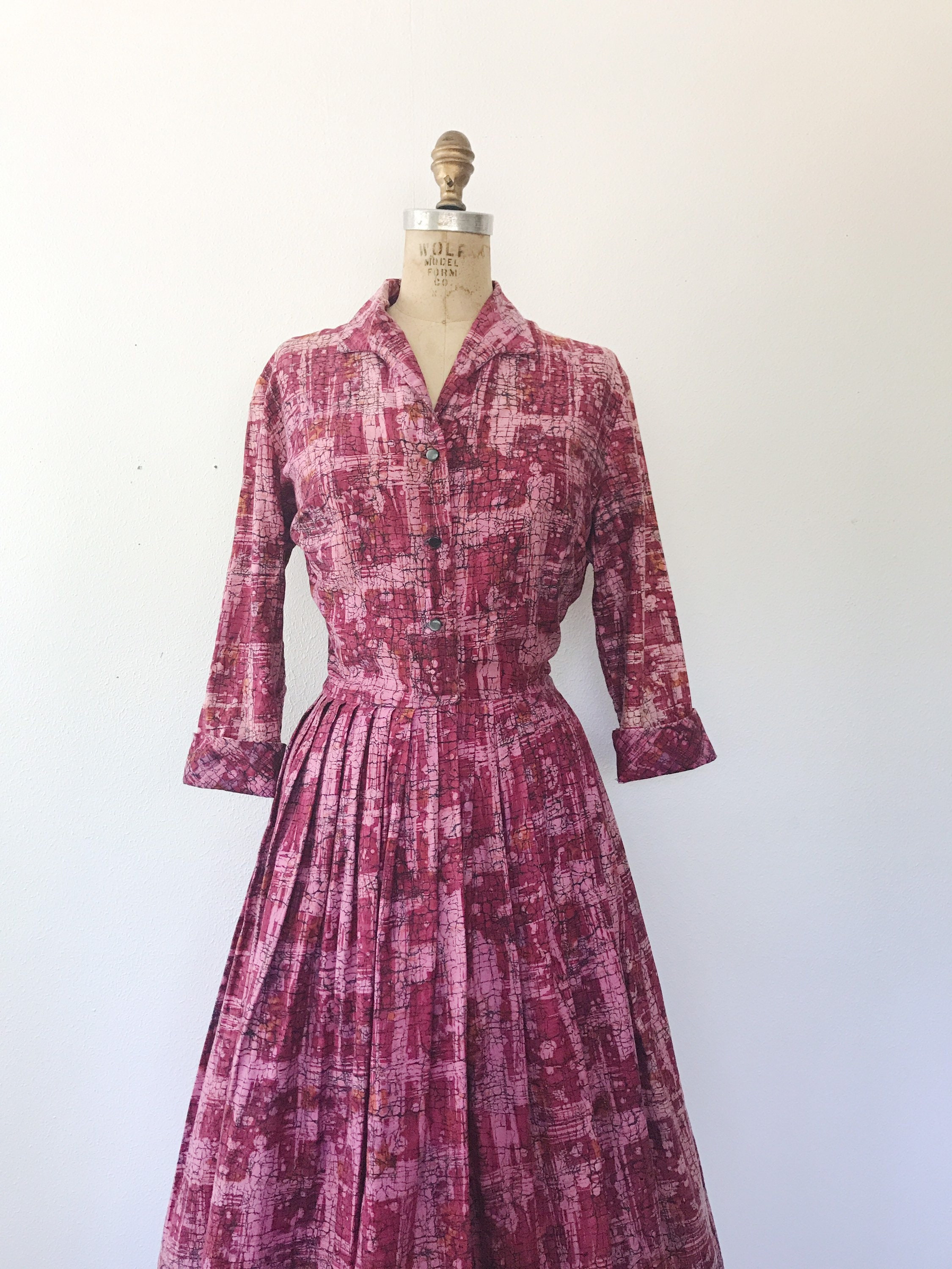 1950s dress / vintage shirt dress / Cotton Piedra dress