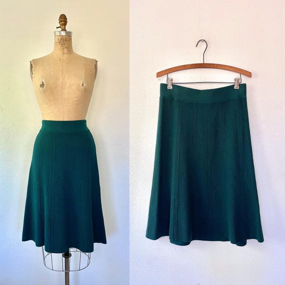 knit midi skirt / green knit skirt / Fern sweater skirt