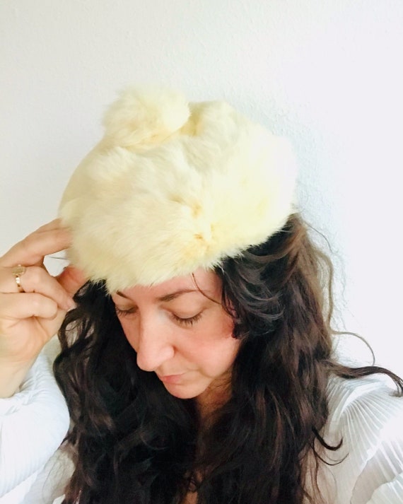 vintage fur hat / 50s beret / Anso Rabbit fur bere