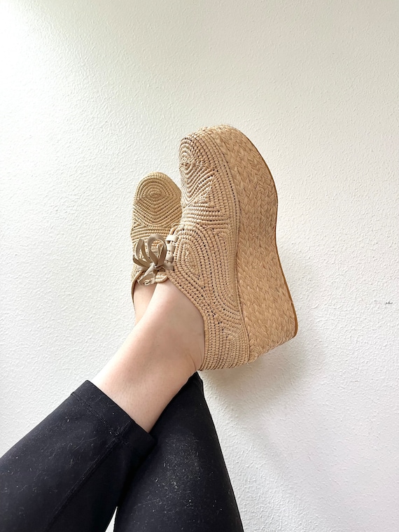Robert Clergerie shoes / Raffia platform sneakers / Pinto Wedge Raffia sneakers